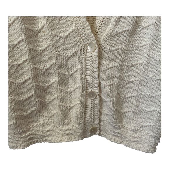 Vintage Womens Cardigan XL Ivory 70s 80s Long Sleeve V-Neck Textured David Brett - Picture 9 of 12